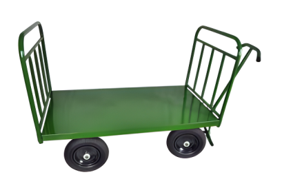 P-800/2 CARRO PLATAFORMA 5ª RODA COM 02 GRADES | MEDIDAS: 1500 X 800 X 700 mm (C-L-A) | CARGA: 800 Kg | PINTURA: ELETROSTÁTICA - VERDE | PNEU E CÂMARA DE AR