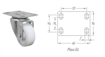 RODÍZIO 2” GIRATÓRIO GL210 NT – NYLON TÉCNICO