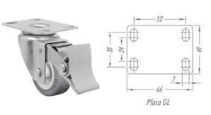 Rodízio 2” Giratório+Freio GLF210 BPF – PVC