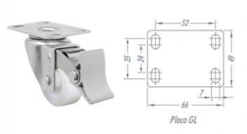 Rodízio 2” Giratório+Freio GLF210 NT – NYLON TÉCNICO