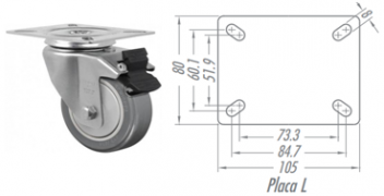 Rodízio 3” Giratório+Freio GLF312 BPE – PVC