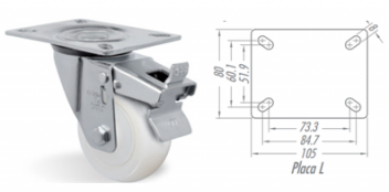 Rodízio 3” Giratório+Freio GLF312 NTE- NYLON TÉCNICO