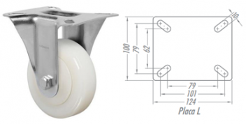 Rodízio 4” Fixo FL414 NTE – NYLON TÉCNICO