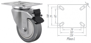 Rodízio 4” Giratório+Freio GLF414 BPE – PVC