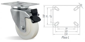 Rodízio 4” Giratório+Freio GLF414 NTE – NYLON TÉCNICO