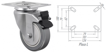 Rodízio 5” Giratório+Freio GLF514 BPE – PVC