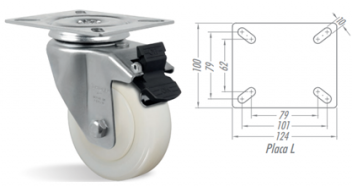 Rodízio 5” Giratório+Freio GLF514 NTE – NYLON TÉCNICO