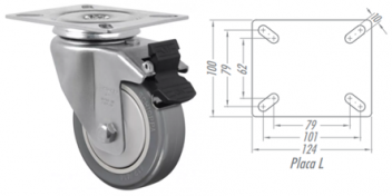 Rodízio 6” Giratório+Freio GLF614 BPE – PVC