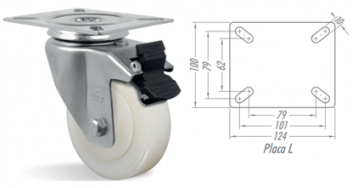 Rodízio 6” Giratório+Freio GLF614 NTE – NYLON TÉCNICO